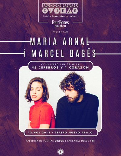 Cartel concierto Maria Arnal i Marcel Bagés en Teatro Nuevo Apolo