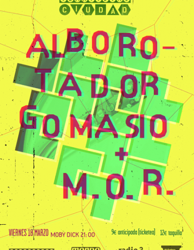 Cartel concierto Alborotador Gomasio y M.O.R. en Tomavistas Ciudad