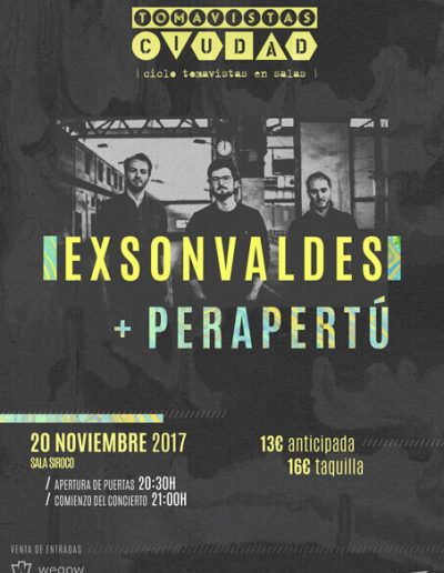 Cartel concierto Exonvaldes y Perapertú en Tomavistas Ciudad